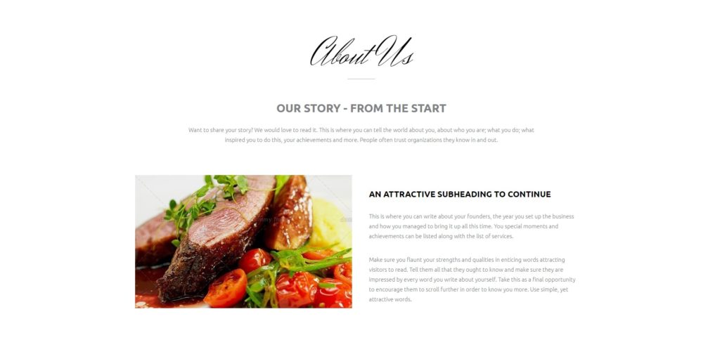 An Exquisite And Tempting Page Template For Your Restaurant Ultimate   Restaurant Page Template About Us 1024x494 