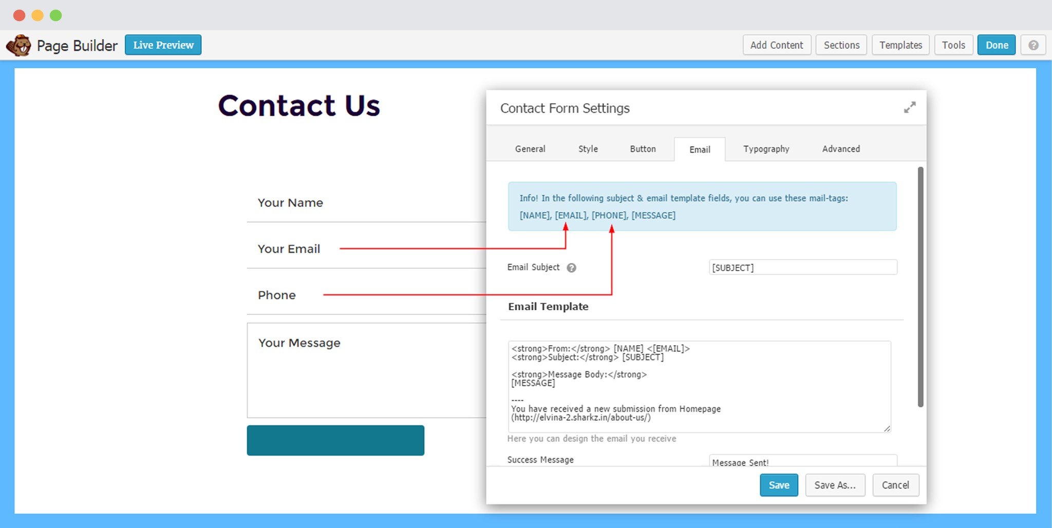 How to Design the Email Template to Receive User Information within the ...